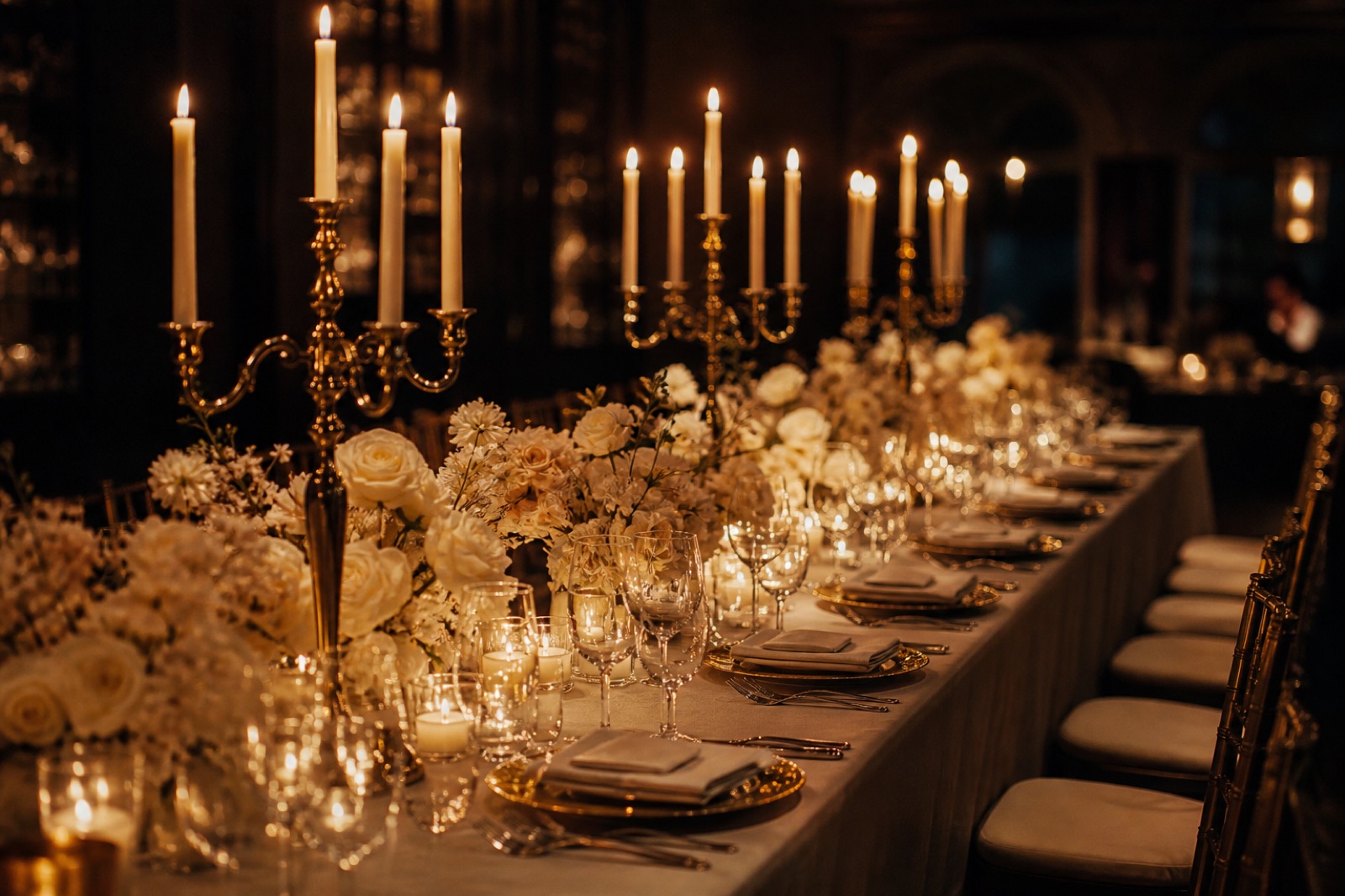 Candlelit proposal dinner setting