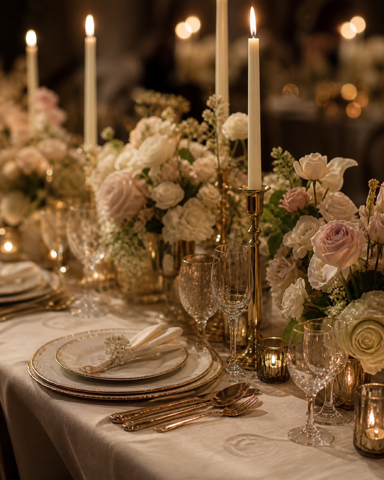 Styled private dinner tablescape